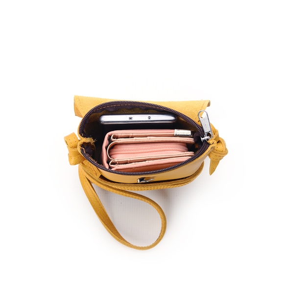 VELLIES & Compact Sling Bag Mustard Yellow Leather sproose.co.za